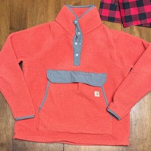 Carhartt Coral and Gray Fleece Pullover